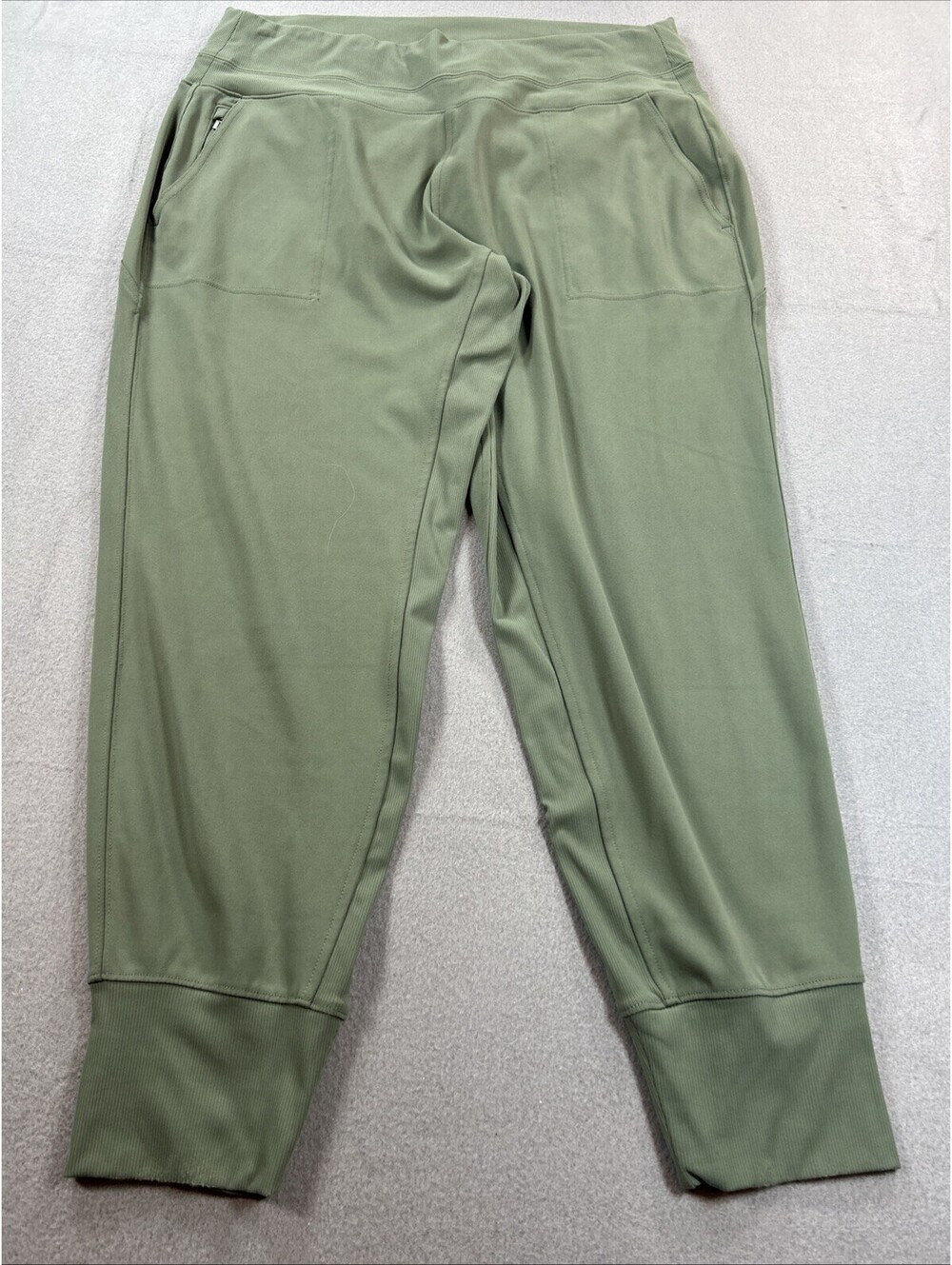 Athleta Women's Jogger Sweatpants XL NWOT Green Olive Elastic Waist Zip Pockets